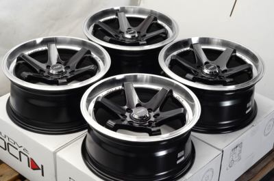 Kudo Racing Disturb 15x7 4x100 4x114.3 Black Wheels Rims Cooper