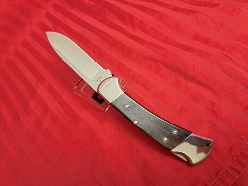 New Buck 112 Drop Point Knife Nickel Silver Ebony S30V Leather Sheath - Picture 15 of 21
