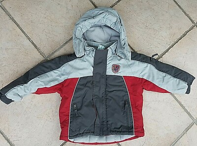 TOPOLINO Kinder Winterjacke Jacke Kapuze grau rot 98
