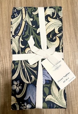 Williams Sonoma x Morris & Co. Golden Lilly Blue/ Green Napkins, Set of 4