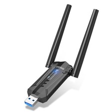 Tri-Band WiFi 6E USB 3.0 Adapter for Desktop/Laptop, 5400Mbps, Dual Antennas, Wi