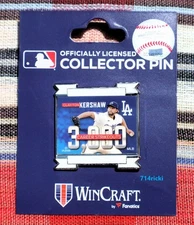 Los Angeles Dodgers Clayton Kershaw 3000 Career Strikeouts Pin Lapel Collector