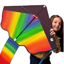 42" Large Rainbow Kite for Kids and Adults - Easy to Assemble Fly Large Kites
