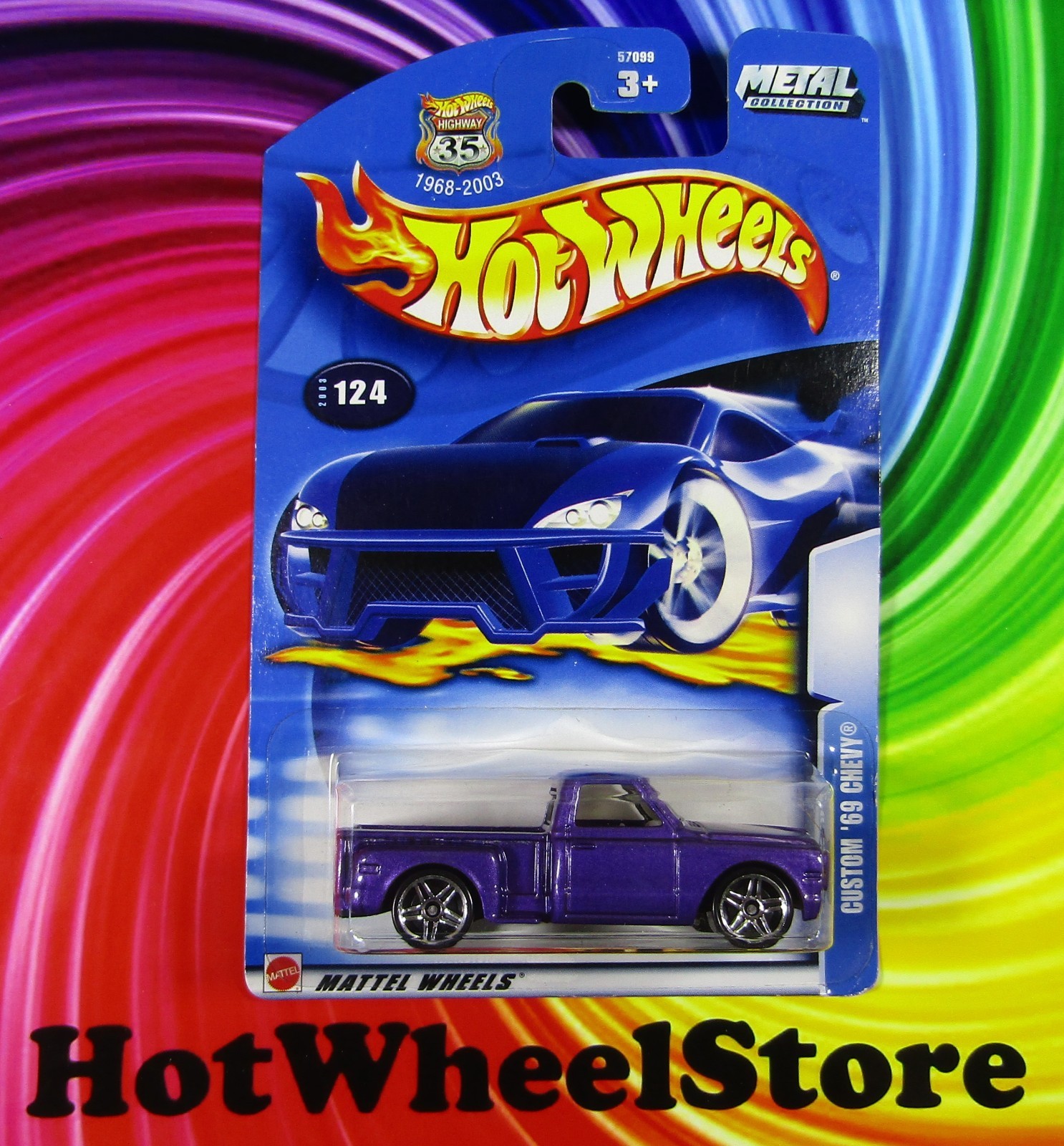 2003  Hot Wheels  Purple   CUSTOM '69 CHEVY PICKUP   Card #124   HW54-032126