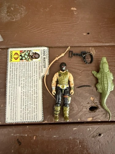 Gi Joe 1987 Cobra Reptile Trainer CROC MASTER 100% Complete with file card