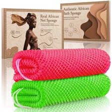 African Net Sponge Authentic 2 Pieces Gentle Exfoliating Body Scrubber Bath Spon