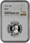 1951 25C Proof Silver Washington Quarter NGC PF 67