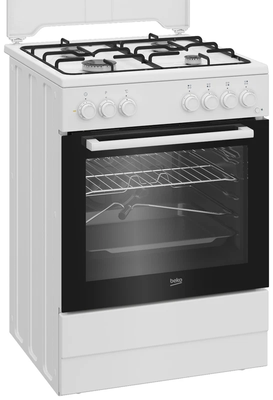 Cucina Fornello 4 Fuochi a Gas e Forno Elettrico BEKO 60 cm Bianco Piano Cottura