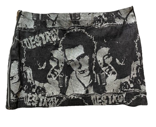 Vtg 90s Mosquitohead Sex Pistols Punk Glitter mini skirt USA New York