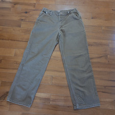MENS CARHARTT FR CAT 2 CANVAS BROWN CARPENTER MULTI POCKETS JEAN SZ 34 X 32