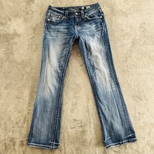 Miss Me Easy Boot Jeans Womens 27 jMedium Wash Distressed Embellished JE5342ER