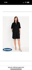 Old Navy Linen-Blend Black Shirt Dress Medium