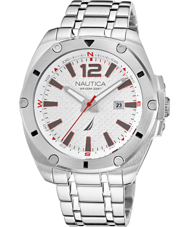 Herrenuhr NAUTICA TIN CAN BAY NAPTCS221 Edelstahl Weisse Sub 100mt - Bild 1 von 1