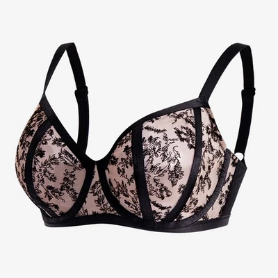 C-K Cup Big Breasts Womens Bras Underwired Brassiere Unlined Lace Sexy Lingerie - Image 1 of 4