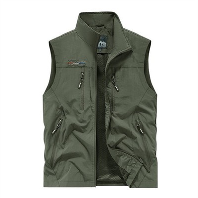Herren Weste Mit Taschen Wandern Outdoor-Angeln Funktionale Weste Ärmellos DE