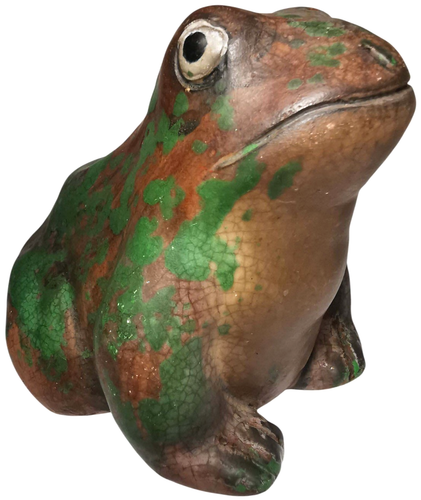 RARE RUDOLPH LORBER/WELLER POTTERY CO ANTIQUE HND PNTD GLZD COPPERTONE BULLFROG - Picture 5 of 11