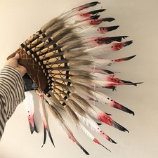 Chief Indian Feather Headdress Roles Play Birthday Decor Headwear for Stage Show
