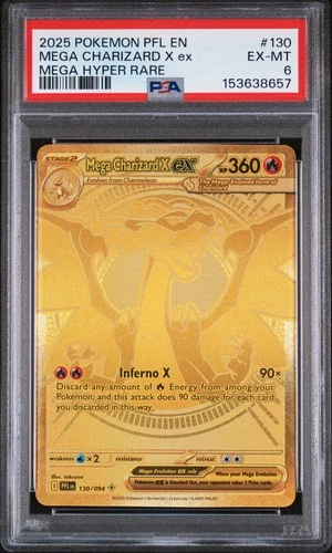 2025 POKEMON PFL EN-PHANTASMAL FLAMES MEGA HYPER RARE MEGA CHARIZARD X EX PSA 6