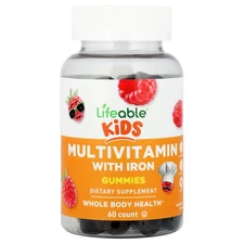 Kids, Multivitamin With Iron Gummies, Raspberry, 60 Gummies