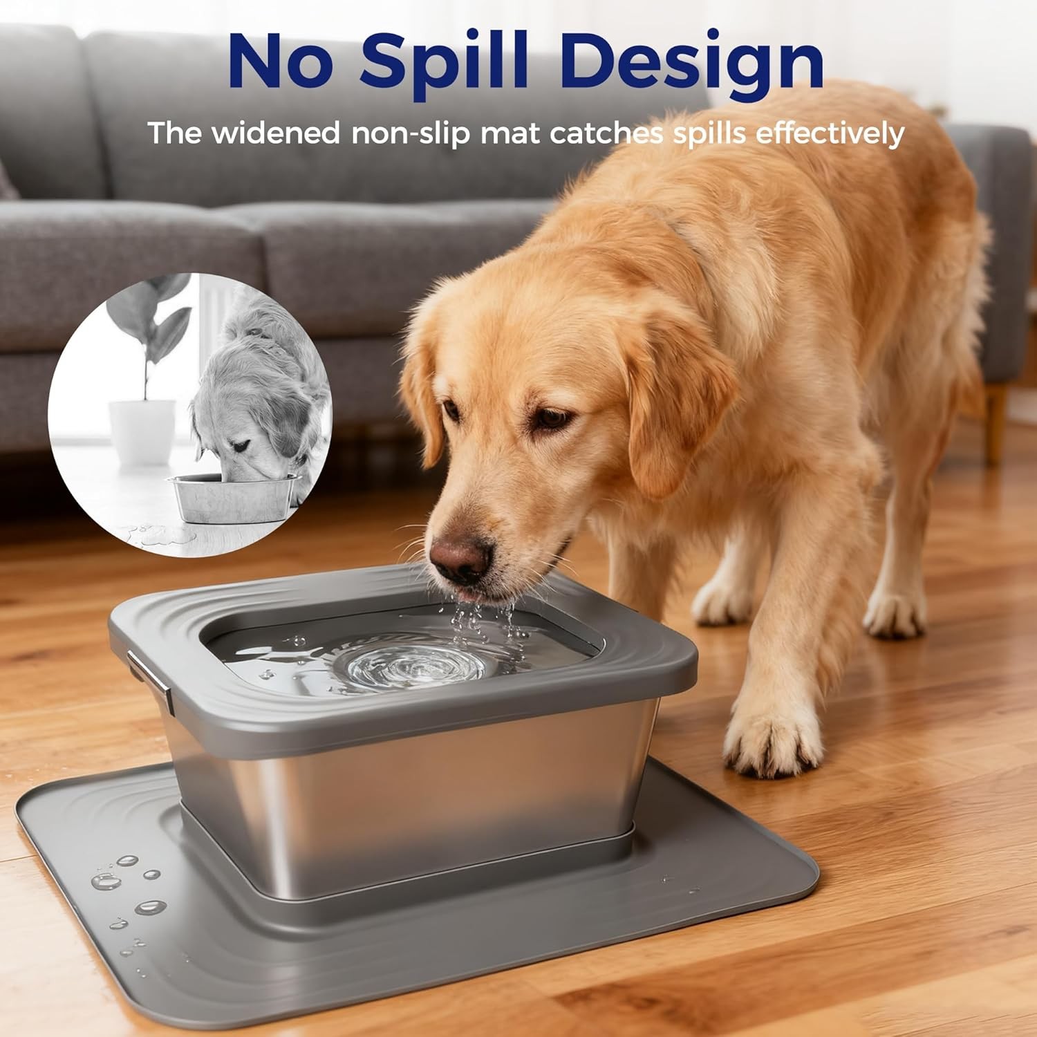 Gamelle d'eau sans déversement pour chien 10L à filtration continue - 4