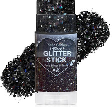 Black Face Glitter Stick, Halloween Hair Body Glitter Makeup for Women, Chunky C