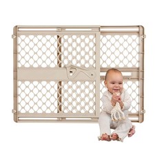 Plastic Baby Gate for Stairs and Doorways Adjustable 26 to 42 Inch Wide Sand