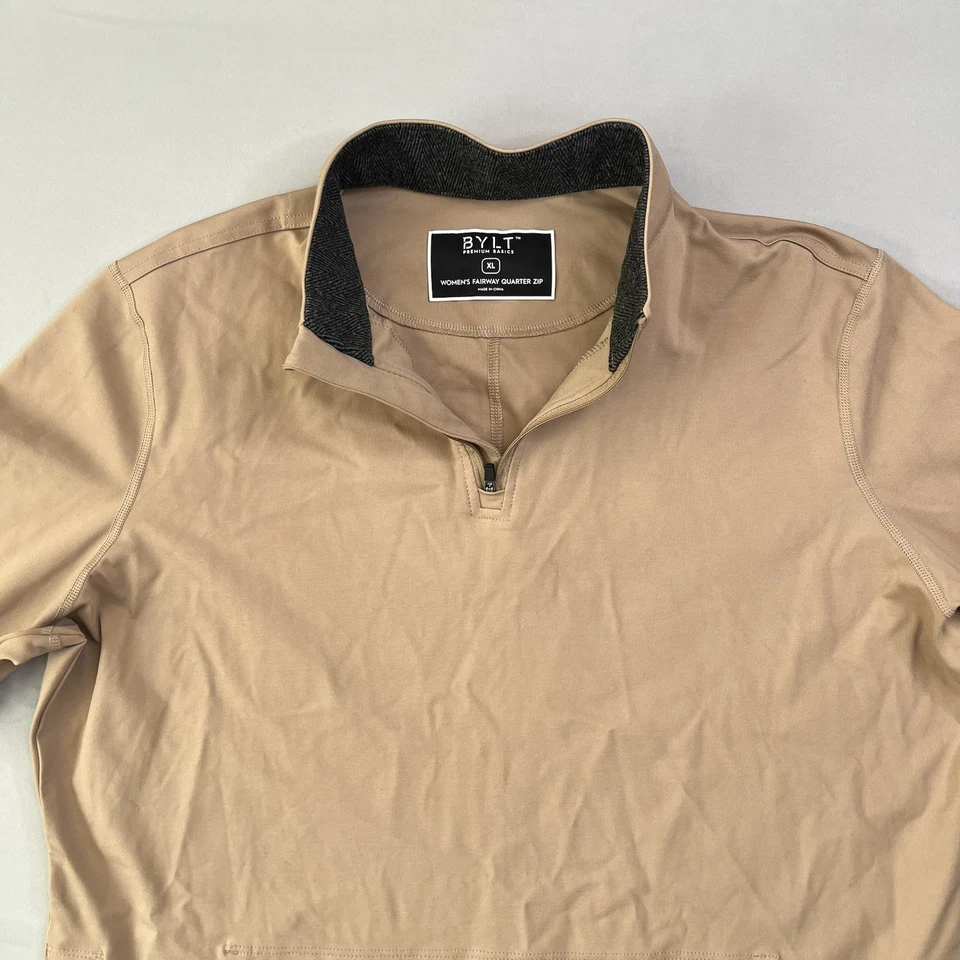 BYLT Jacket Womens X-Large Tan Fairway Quarter Zip Pullover Performance Golf - Image 2 of 4