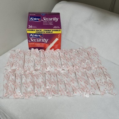 VTG Kotex Security Tampons 1994 2003 Super Absorbency 36 Ct Movie Prop Open Box