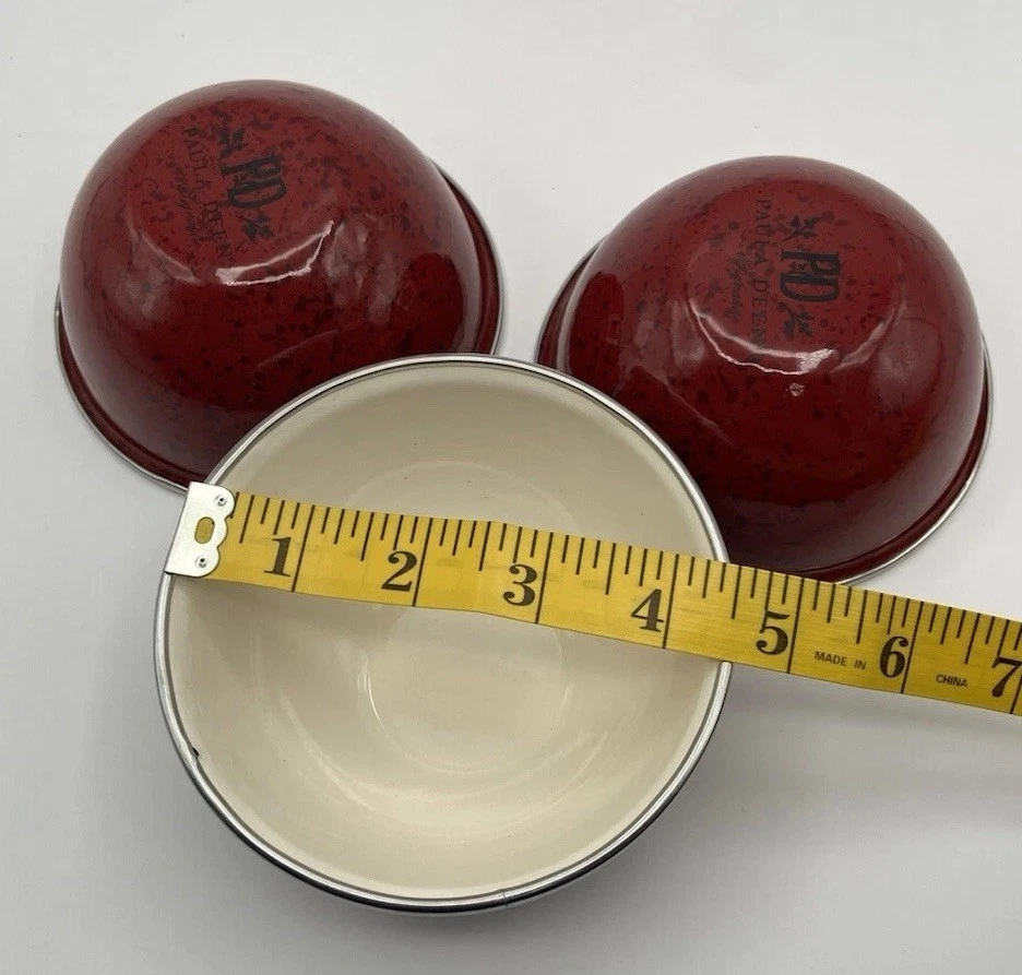 Набор из 3 фирменных красных крапчатых эмалированных стальных чаш для смешивания Paula Deen 10 унций - Изображение 4 из 4