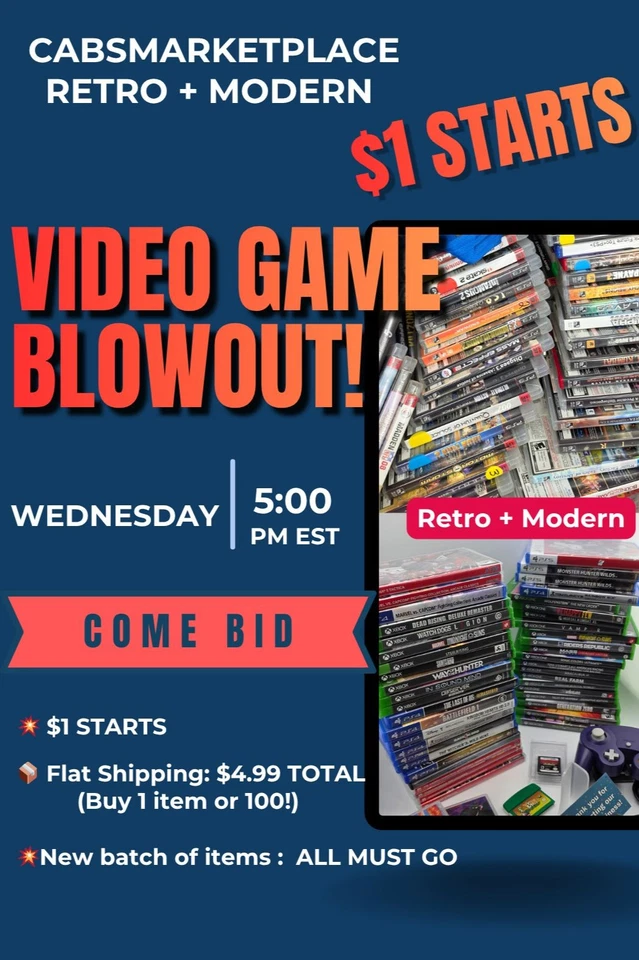 $1 Starts🔥 LIVE VIDEO GAMES SUPER SALE – ALL GENERATIONS NEW DROPS