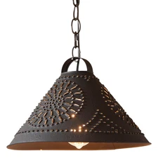 Hitchcock Shade Light Tin Pendant in Textured Black