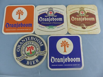 Lot of 5 different ORANJEBOOM beer mats beer felt beer deck D7