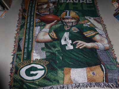 BRETT FAVRE GREEN BAY PACKERS NFL BLANKET THROW FOOTBALL TAPESTRY 55