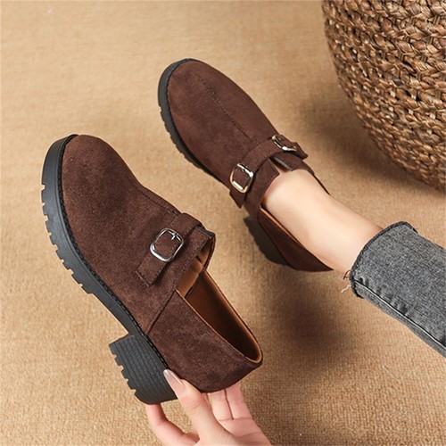 Women's Platform Loafers Chunky Heel Round Toe Casual Walking Shoes Slip On