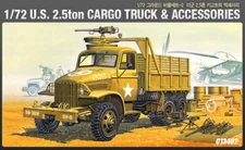 Academy 1/72 US 2.5ton Cargo Truck & Accessories Plastic Model Kit #13402