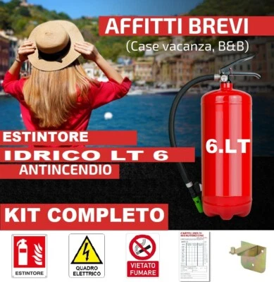 ESTINTORE A SCHIUMA DA 6 KG 2025 75F CON STAFFA CERTIFICATO E KIT CARTELLI