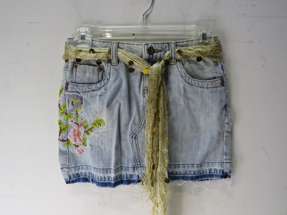 Vintage So Brand Denim Jean Sashed Skirt Size