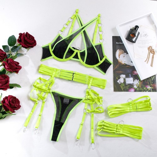 sexy conjunto con artesanía pesada nueva lencería de punto de cruz para mujer con un - Imagen 8 de 23