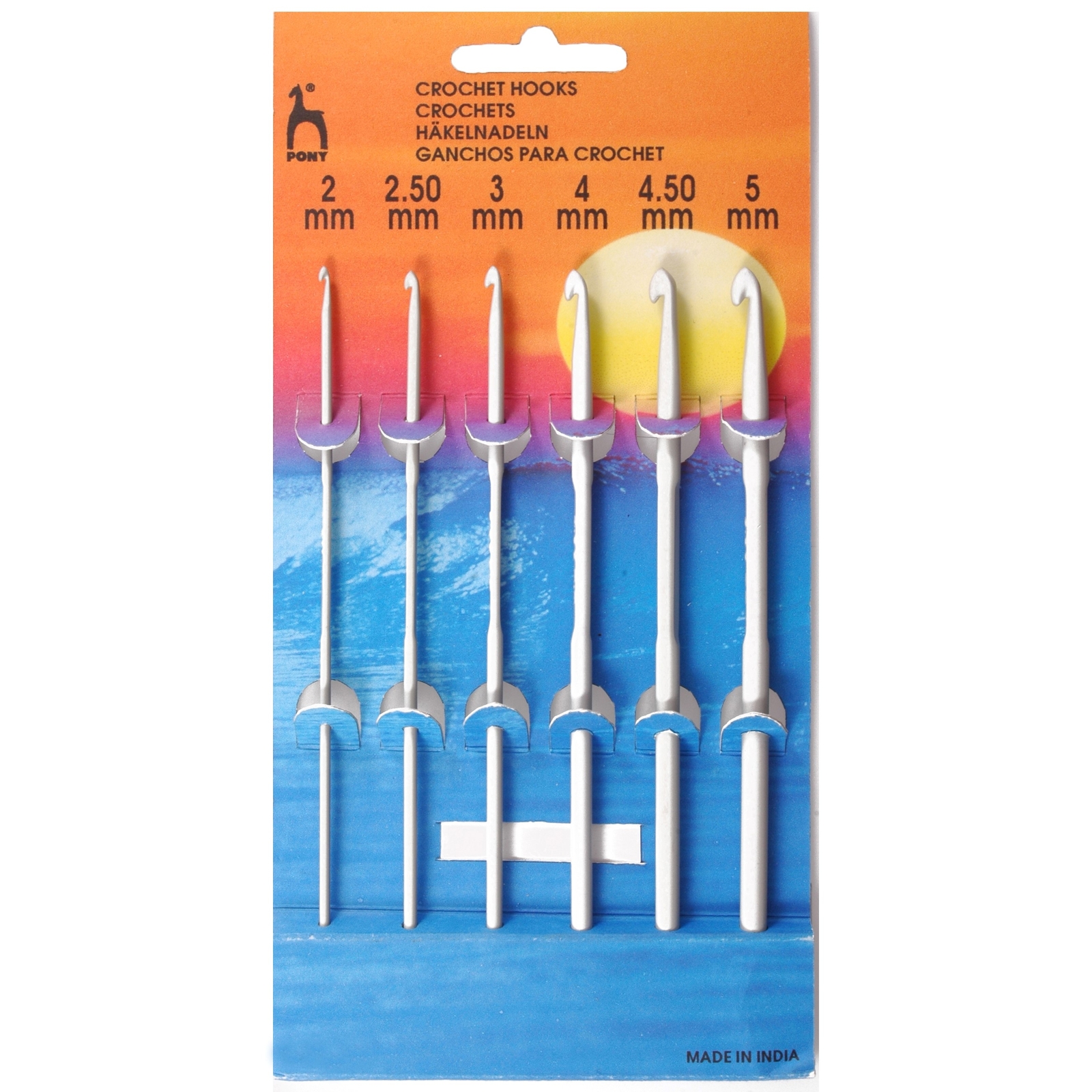 PONY P45650 SET 6 ALUMINIUM CROCHET HOOKS 2mm to 5mm - Image 3