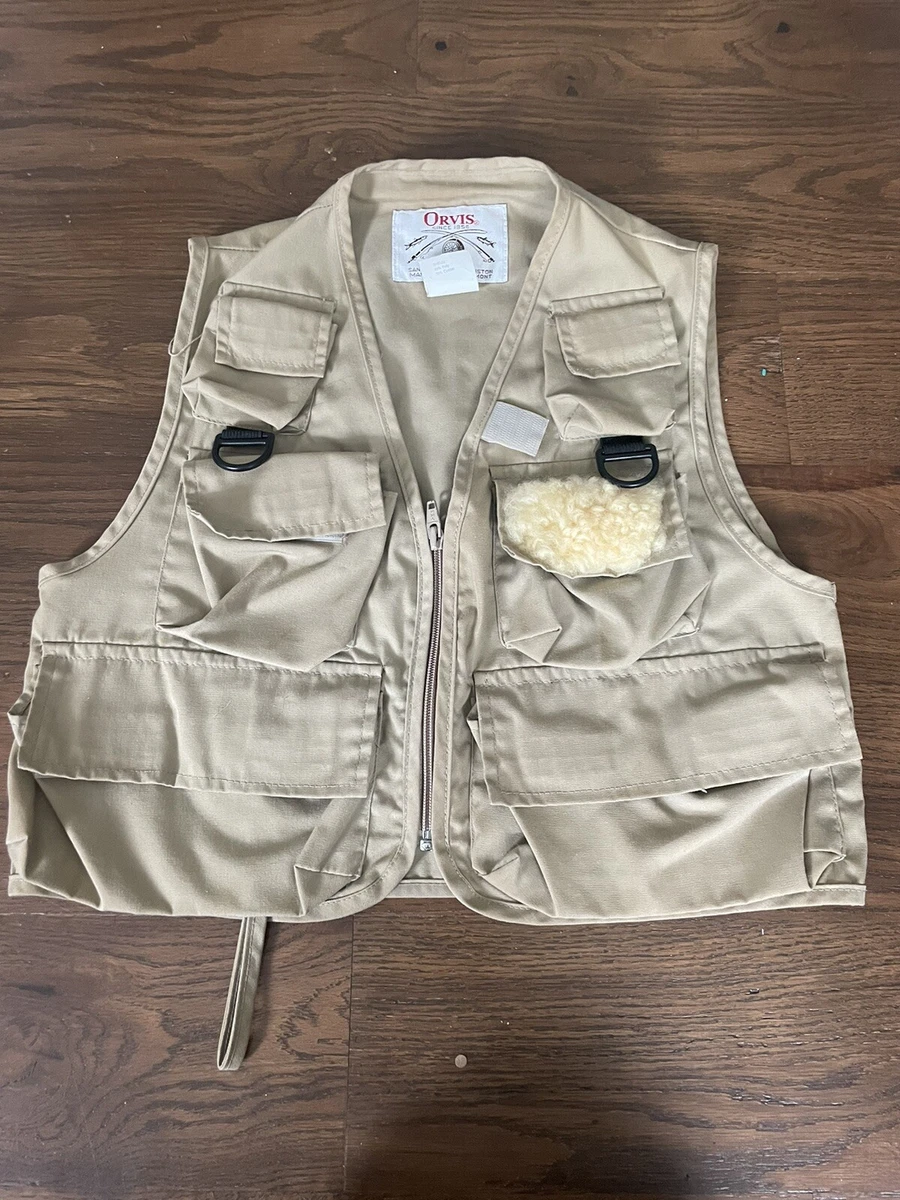 Orvis Fly Fishing Vest YOUTH Hunting Hiking Multi Pockets Outdoors Khaki  Vintage