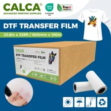 2 Rolls CALCA 24in x 328ft DTF Pet Transfer Film, Double Sided Instant Hot Peel