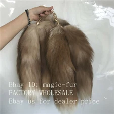 2/10pcs Natural Coffee Amber Fox Tail Fox Fur Tail Keychain Motorcycle Costume