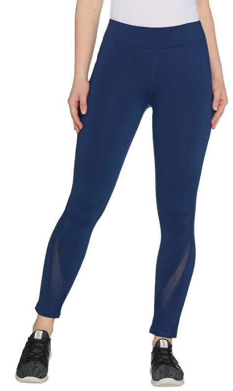  Susan Lucci Collection X-Small Petite Ankle Leggings with Mesh Detail Navy XSP