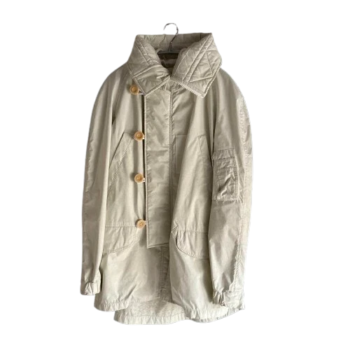 Cappotto Sacai bianco crema mod colletto trapuntato linea A cappotto