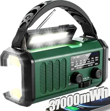 Hand Crank Emergency Radio,37000mWhSolar Powered Hand Crank Portable NOAA AM FM