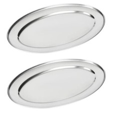 Chef-Hub 60cm Stainless Steel Serving Platter Set of 2 - Ideal for Christmas!