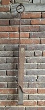 CRÉMAILLÈRE DE CHEMINÉE FER FORGER FAIT MAIN XVIIIé OUTIL ANCIEN 117 cm à 163 cm