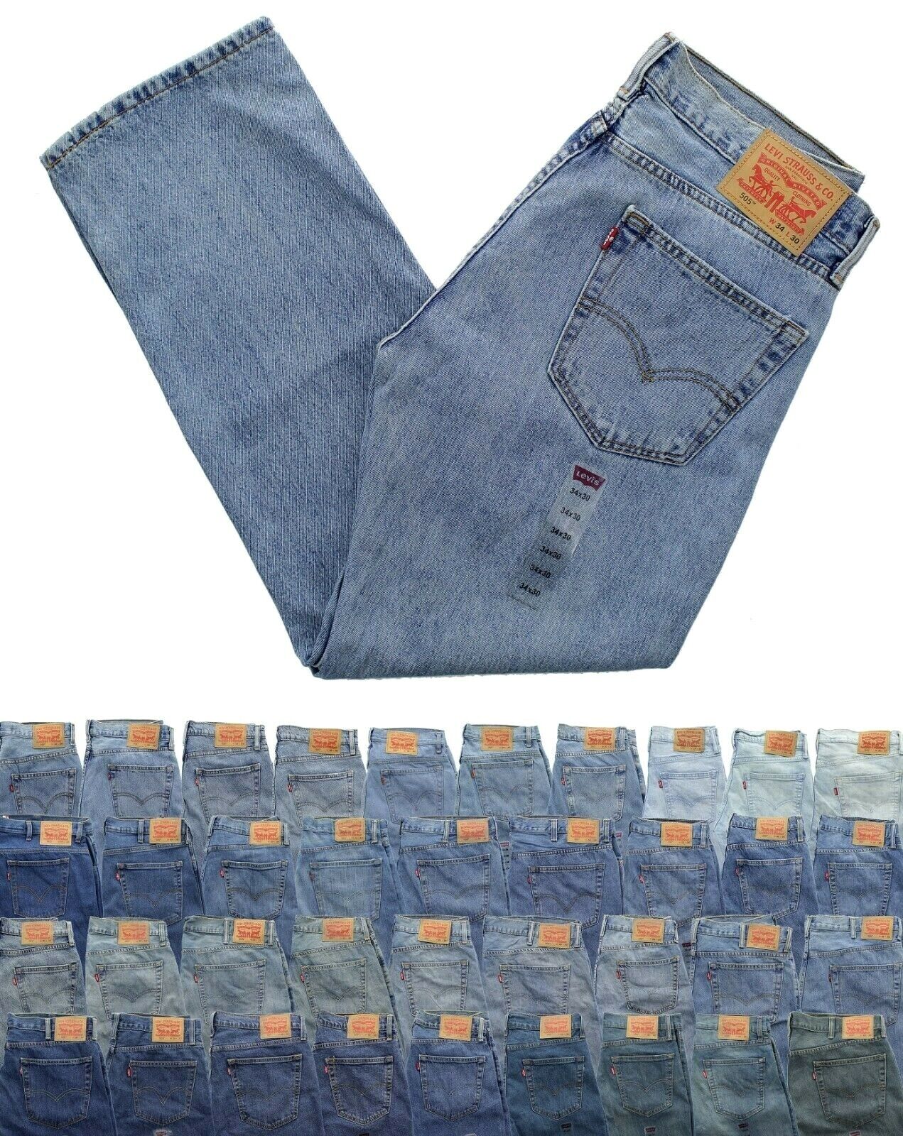 Levi's 505 Jeans, Men's Regular Fit Denim Jean Narrow, Tapered or Straight  Leg | eBay