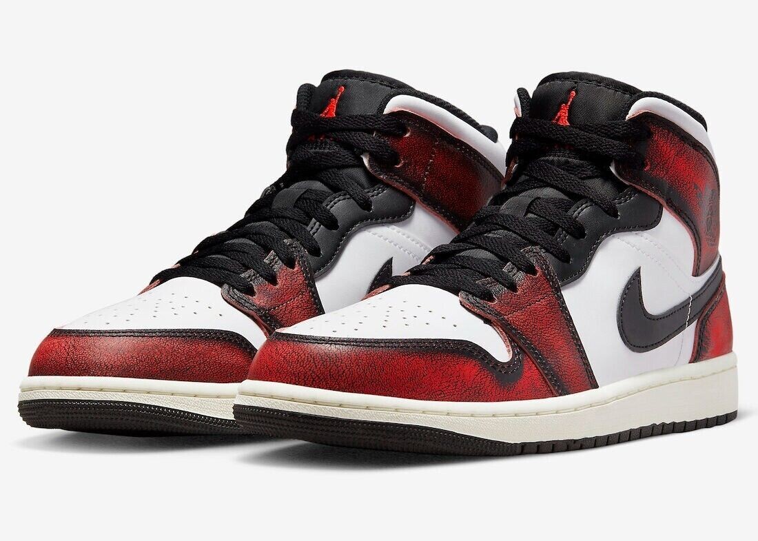Jordan 1 Mid SE Wear-Away Chicago Bred Black Red GS 7Y Men size 7 FB0568-006 New Jordan | Shoes | Jordan Mid Se Wearaway Chicago Bred Black  main image 3