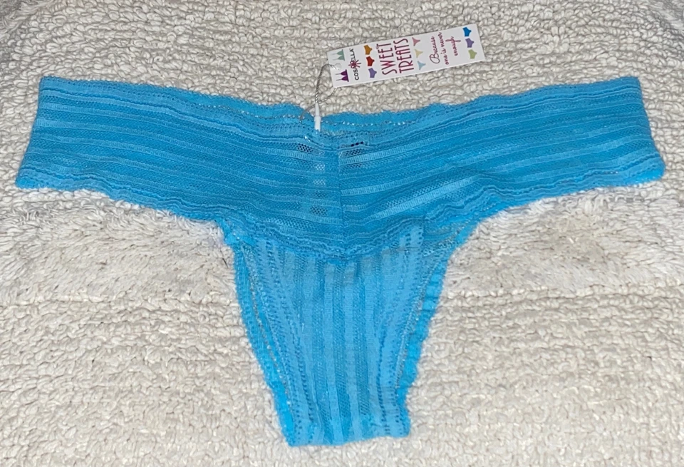 COSABELLA Sweet Treats Shadow Stripe One Size Bluebird Thong Panty NEW Women O/S - Image 4 of 4